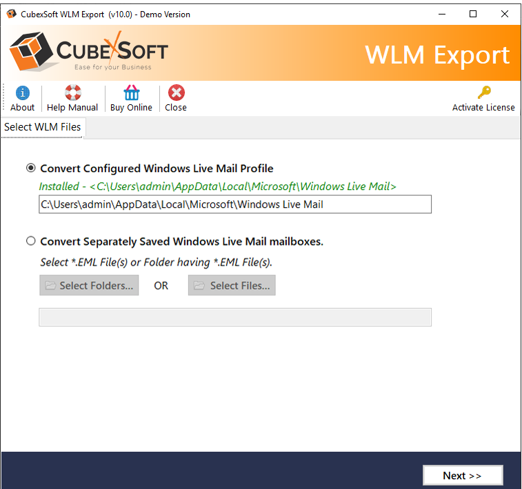 Convert to WLM File to Outlook 2019